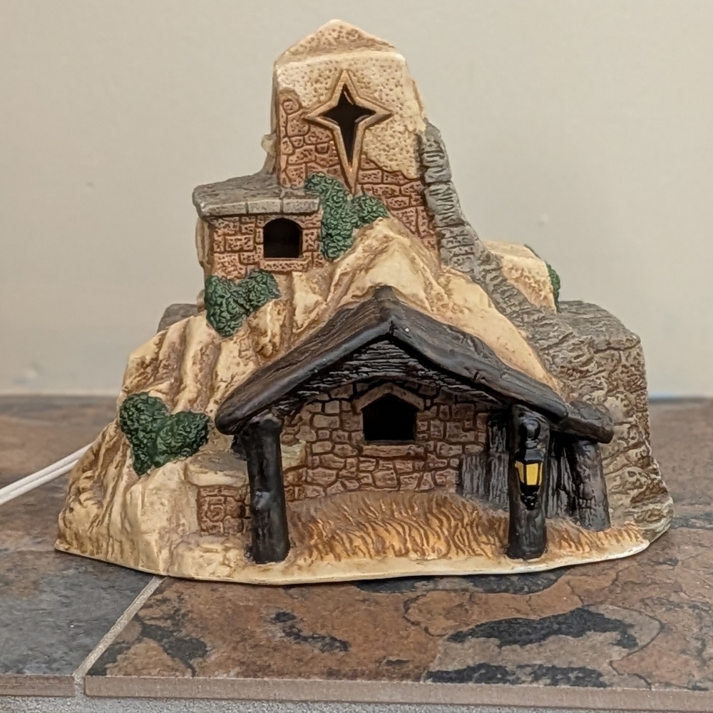 Bethlehem Holy Land Nativity Lighted Ceramic Vintage Village House